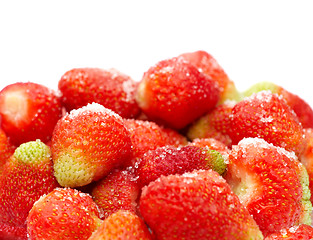 Image showing Ripe strawberry with sugar