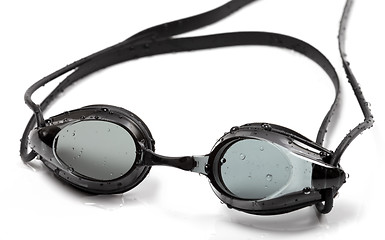 Image showing Goggles for swimming with water drops
