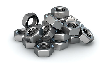 Image showing Heap of screw nuts
