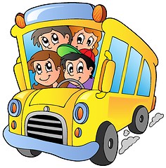 Image showing School bus with happy children