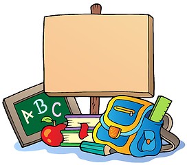 Image showing School theme with wooden board