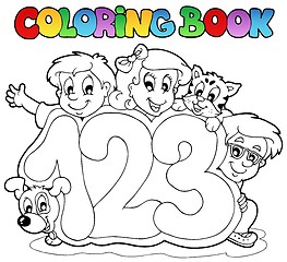 Image showing Coloring book school numbers