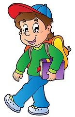 Image showing Cartoon boy walking to school