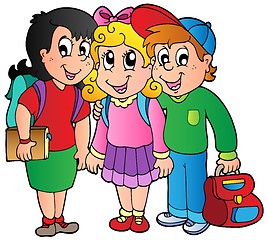 Image showing Three happy school kids