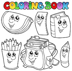 Image showing Coloring book school cartoons 1