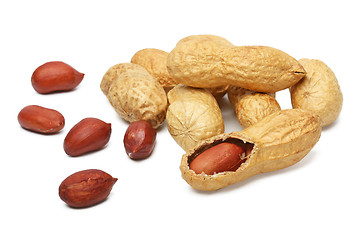 Image showing nuts, peanuts in the shell on a white background