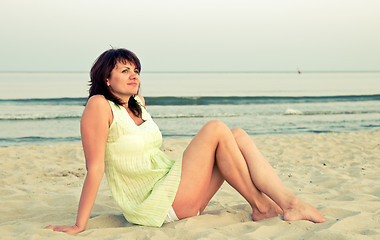 Image showing The woman on a beach