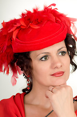 Image showing woman is in red hat