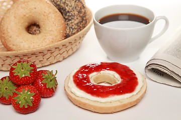 Image showing Breakfast with bagels