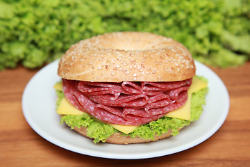 Image showing Bagel with Salami