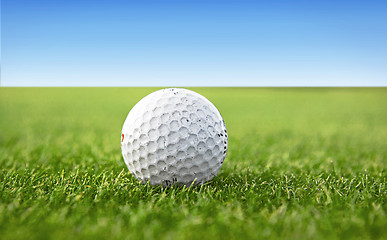 Image showing white golf ball on a green golf course