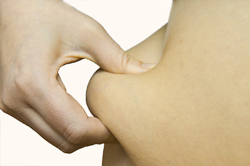 Image showing hand is measure the bodyfat