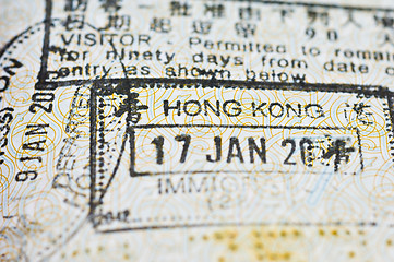 Image showing passport stamps from hong kong