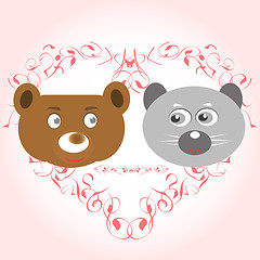 Image showing bear and lemur face in love
