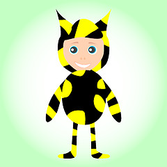 Image showing Cute little baby boy wearing funny bee costume