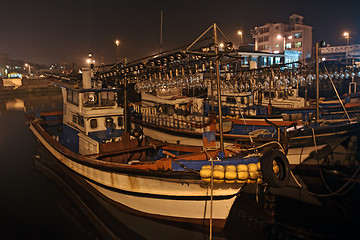 Image showing Fishing boats at night