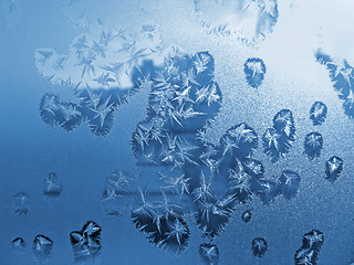 Image showing frost icy flowers on a glass