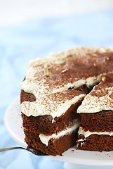 Image showing chocolate cake with mascarpone cream