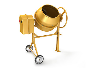 Image showing Clean new yellow concrete mixer