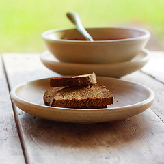 Image showing bread and soup