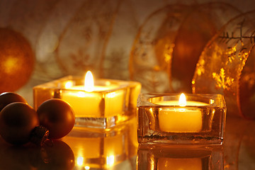 Image showing burning christmas candles