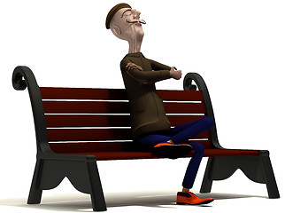 Image showing Teacher enjoys today weather on brown bench