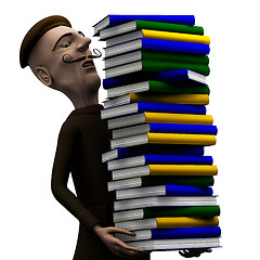 Image showing Teacher carryng a pack of history books