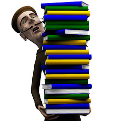 Image showing Teacher carryng a pack of books