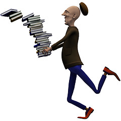 Image showing Teacher drops off a pack of books