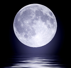 Image showing Full moon image with water