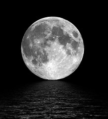 Image showing Full moon image with water