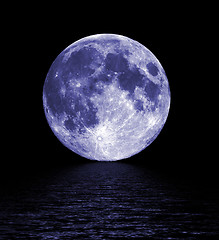 Image showing Full moon image with water