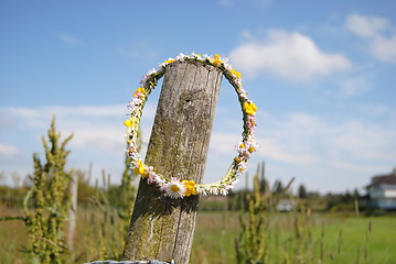 Image showing garland on fence