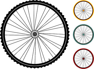 Image showing set bicycle wheels isolated on white