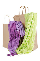 Image showing Shopping bags with scarves