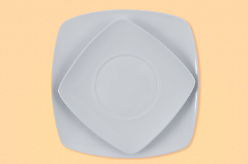 Image showing Square white plates 