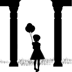 Image showing Silhouette Girl Balloons