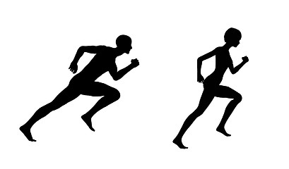 Image showing Silhouette Man Woman Run