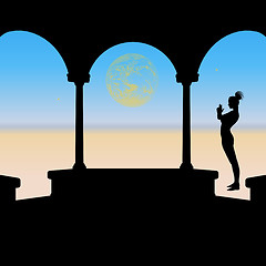 Image showing Woman Meditation Silhouette