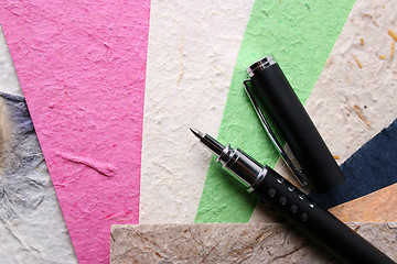 Image showing Handmade Paper and Pen