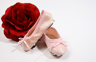 Image showing Ballet Shoes and Rose