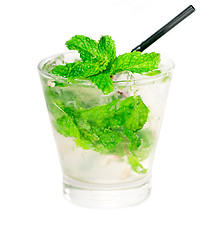 Image showing mojito caipirina cocktail with fresh mint leaves