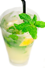 Image showing mojito caipirina cocktail with fresh mint leaves