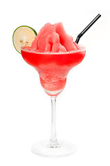 Image showing frozen strawberry margarita daiquiri isolated on white