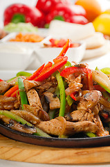 Image showing original fajita sizzling hot  on iron plate