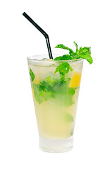 Image showing mojito caipirina cocktail with fresh mint leaves