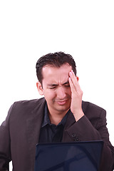 Image showing A puzzled young guy, closeup 