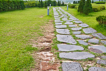 Image showing Paved park track on the lawn