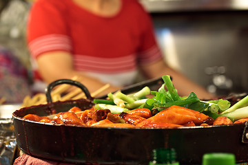 Image showing Cooking tteokbokki (korean traditional dish)