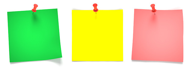 Image showing Green, yellow, pink papers